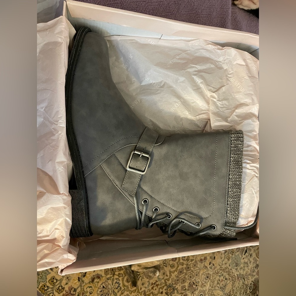 Charcoal Short boots (booties).   Size 11.  Never worn